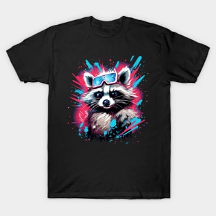 Full Paint raccoon American Flag T-Shirt